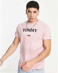 Розовая футболка узкого кроя с крупным логотипом Tommy jeans