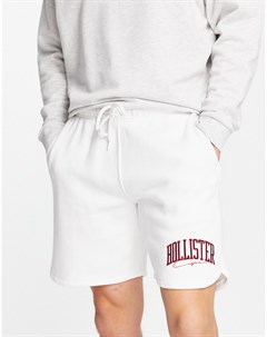 Трикотажные шорты белого цвета с логотипом в университетском стиле Hollister