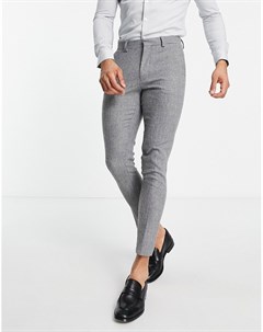 Супероблегающие брюки в строгом стиле из смесовой шерсти с мелким узором гусиная лапка Asos design