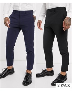 2 супероблегающих брюк черного и темно синего цветов Asos design