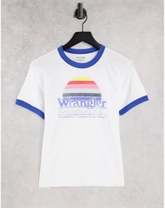 Белая свободная футболка с контрастной окантовкой Wrangler