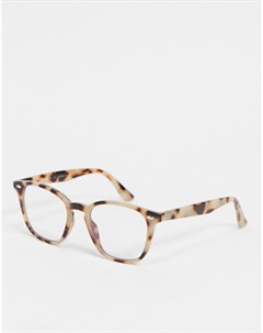 Круглые очки в светло коричневой черепаховой оправе с фильтром синего света Aj morgan