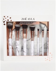 Набор из 7 кистей для макияжа с мраморным эффектом и мешочек из веганской кожи Zoe ayla