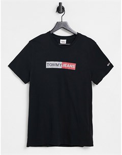 Черная футболка с металлизированным логотипом Tommy jeans