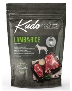 Сухой корм для щенков с ягненком и рисом для мелких пород 3 кг Kudo
