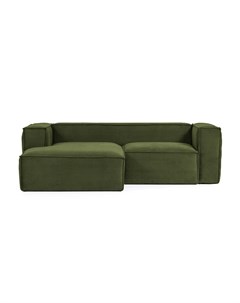 Двухместный диван blok с левым шезлонгом в зеленом толстом вельвете 240 см зеленый 240x69x174 см La forma