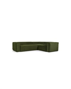 Трехместный угловой диван blok в зеленом толстом вельвете 290 x 230 см зеленый 290x69x230 см La forma