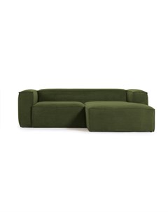 Двухместный диван blok с правым шезлонгом в зеленом толстом вельвете 240 см зеленый 240x69x174 см La forma