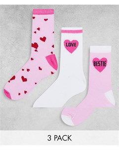 Набор из 3 пар носков белого и розового цвета Bestie Threadbare