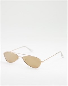 Солнцезащитные очки авиаторы бежевого цвета в тонкой оправе Snippet Aj morgan