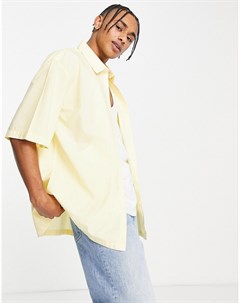 Oversized рубашка в винтажном стиле лимонного желтого цвета Topman