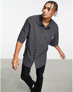 Oversized рубашка в винтажном стиле выбеленного черного цвета Topman