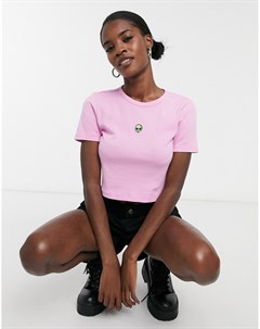 Розовая футболка с вышивкой Topshop