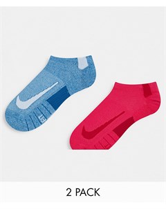 Набор из 2 пар незаметных носков для кроссовок в стиле унисекс голубого и розового цветов Multipler Nike running