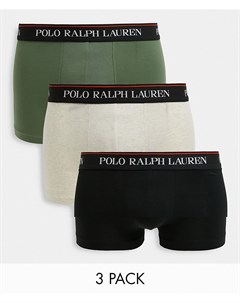 Набор из 3 боксеров брифов черного оливкового и бежевого цвета Polo ralph lauren