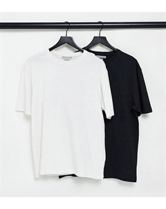 Набор из 2 свободных футболок в стиле oversized черного и белого цвета Tall Another influence