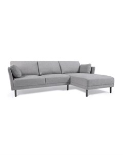 Трехместный диван gilma серый с подвижным шезлонгом черные ножки серый 260x83x158 см La forma