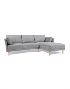Трехместный диван gilma серый с подвижным шезлонгом бежевые ножки серый 260x83x158 см La forma