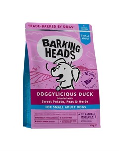 Сухой беззерновой корм Doggylicious Duck для взрослых собак мелких пород с уткой и бататом Barking heads