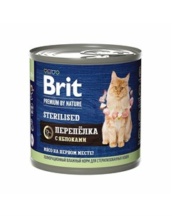 Premium by Nature Sterilised полнорационный влажный корм для стерилизованных кошек фарш из перепелки Brit*