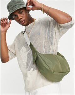 Свободная сумка через плечо цвета хаки с контрастным ремешком Asos design