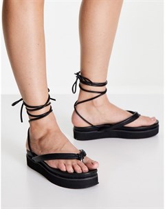 Черные сандалии на плоской подошве с завязками вокруг ноги SIMMI London Hemera Simmi shoes