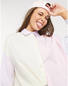 Oversized рубашка в стиле колор блок разных цветов Bershka