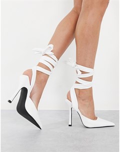 Белые туфли лодочки из искусственной кожи с завязкой на щиколотке Anushka Public desire