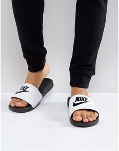 Черные шлепанцы с белым ремешком Benassi JDI Nike
