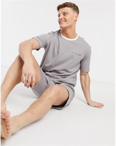 Комплект одежды для дома из шорт и футболки в стиле oversized серого цвета с логотипом на груди Only & sons