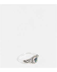 Серебряное кольцо с вытравленным узором и искусственным абалоном Kingsley ryan