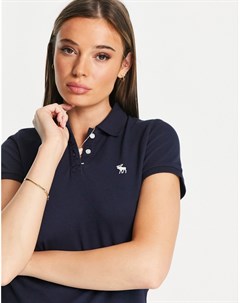 Темно синяя футболка поло с логотипом Abercrombie & fitch