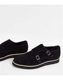 Блестящие повседневные туфли монки черного цвета с ремешками для широкой стопы Wide Fit Truffle collection