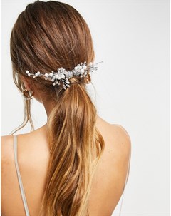 Свадебная заколка гребень для волос с декоративной отделкой кристаллами и искусственным жемчугом Bri Asos design