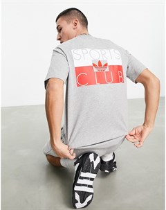 Серая меланжевая футболка с принтом на спине Sports Club Adidas originals