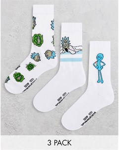 Набор из 3 пар спортивных носков с дизайном Рика и Мистера Мисикса Asos design