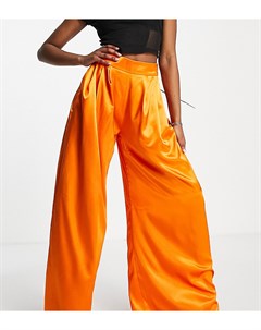 Оранжевые атласные брюки с широкими штанинами Asyou