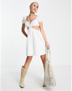 Белое кружевное платье мини с вырезами Love triangle