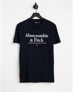Черная футболка с логотипом на груди Abercrombie & fitch