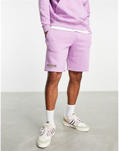 Фиолетовые свободные шорты с текстовым принтом от комплекта Asos design