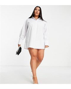 Платье рубашка в стиле oversized белого цвета с открытой спиной Public desire curve