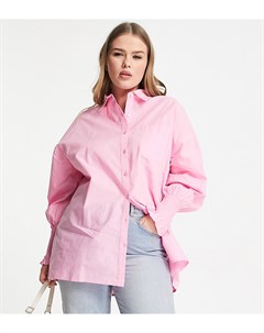 Розовая поплиновая рубашка с присборенными рукавами Influence plus