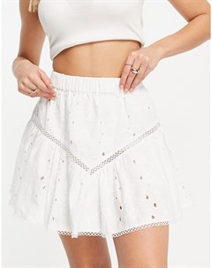 Белая ажурная расклешенная юбка мини с эластичной талией Asos design