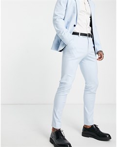 Супероблегающие брюки из трикотажа с узором гусиная лапка голубого цвета Asos design