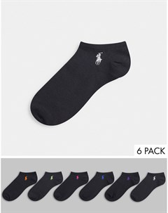 6 пар черных спортивных носков с уплотненной подошвой Polo ralph lauren