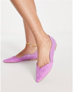 Фиолетовые балетки с острым носком комбинированным дизайном и отделкой под кожу крокодила Loretta Asos design