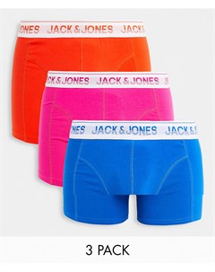 Набор из 3 боксеров брифов с логотипом флуоресцентных цветов Jack & jones