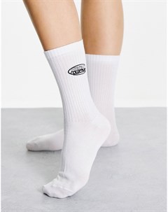 Белые носки до середины икры с вышитым логотипом Asos weekend collective