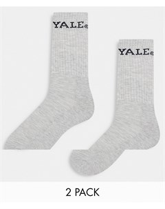 Набор из 2 пар серых меланжевых носков с университетской надписью Yale Jack & jones