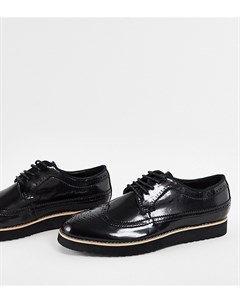 Черные броги на шнуровке в стиле casual для широкой стопы Truffle collection